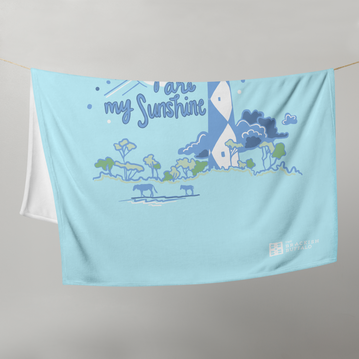 You are my Sunshine / Cape Lookout (in blue) Throw Blanket